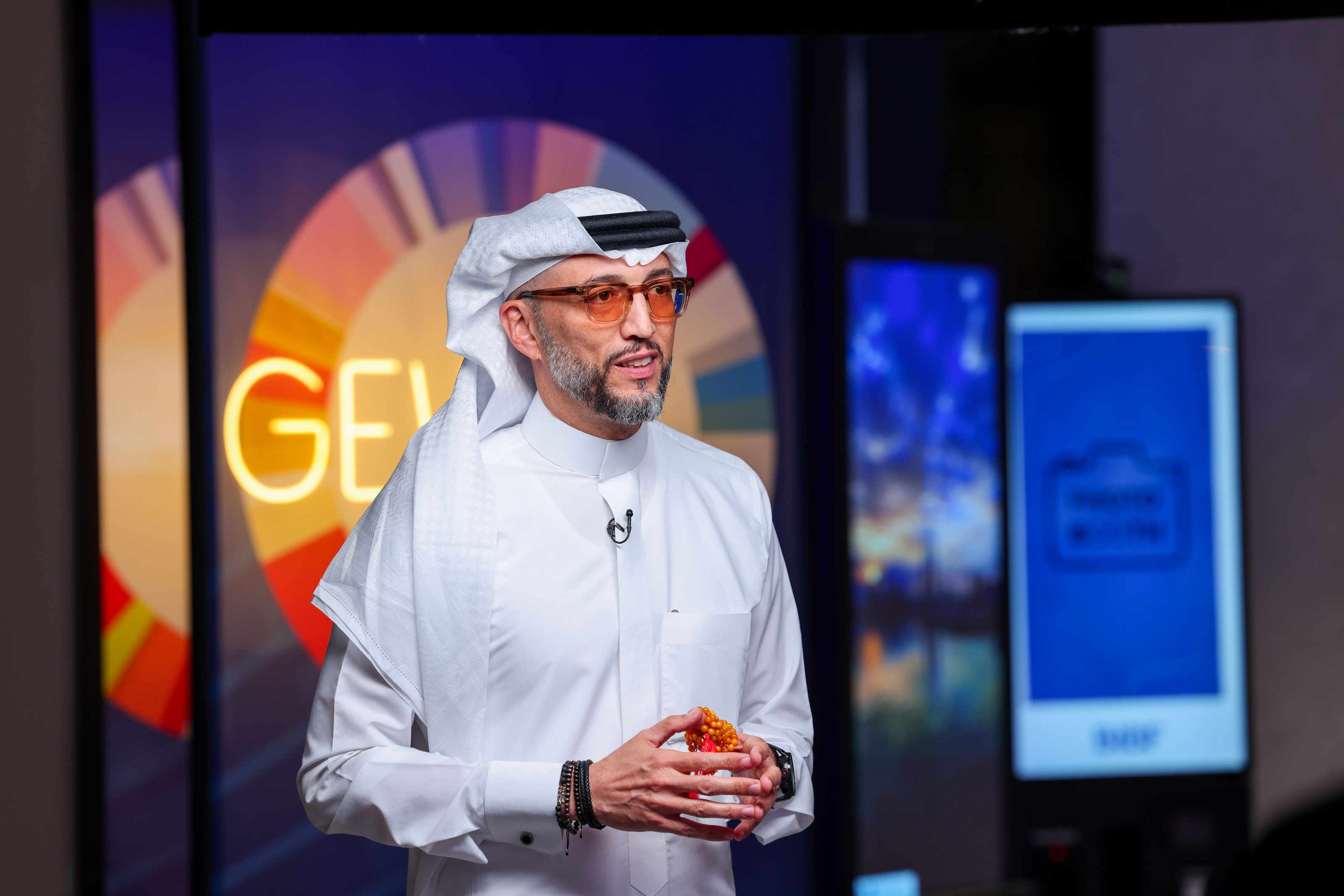 Suhail Algosaibi speaking at a Global Entrepreneurship Week session